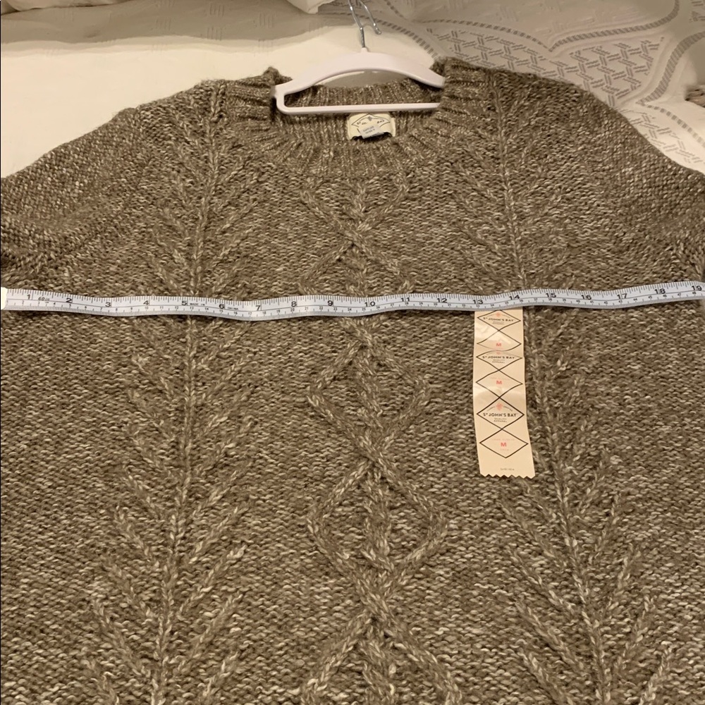 St. John's Bay Taupe Cable Knit Sweater - Picture 7 of 10